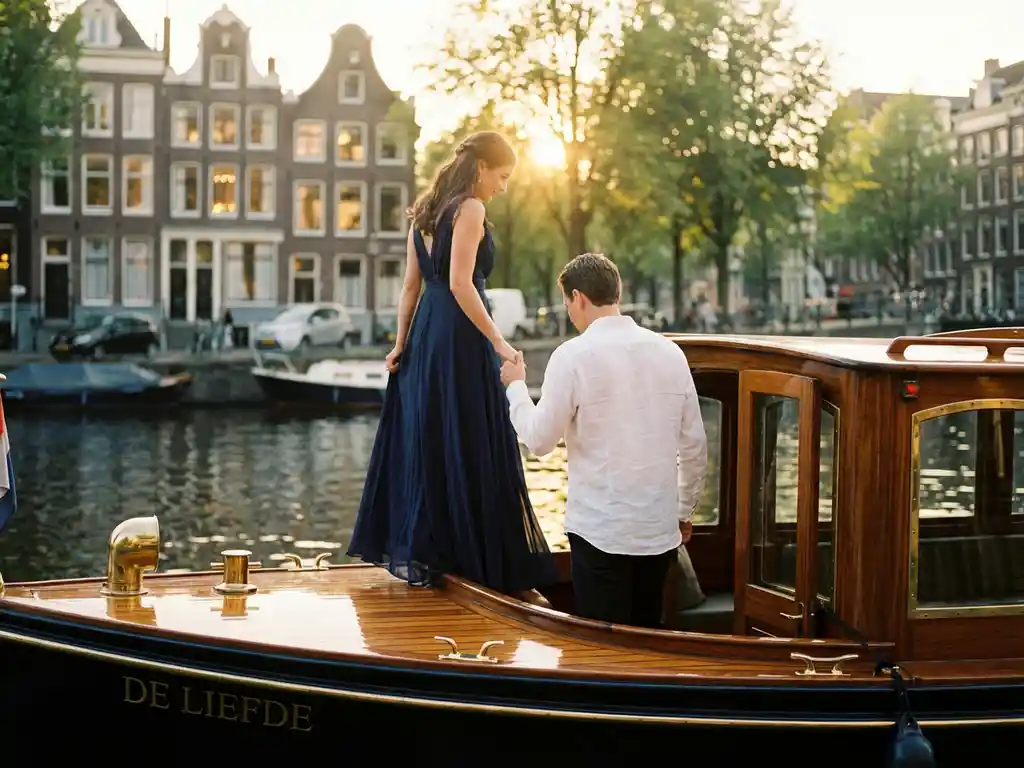 Romantic dinner on a boat in Amsterdam, also for two