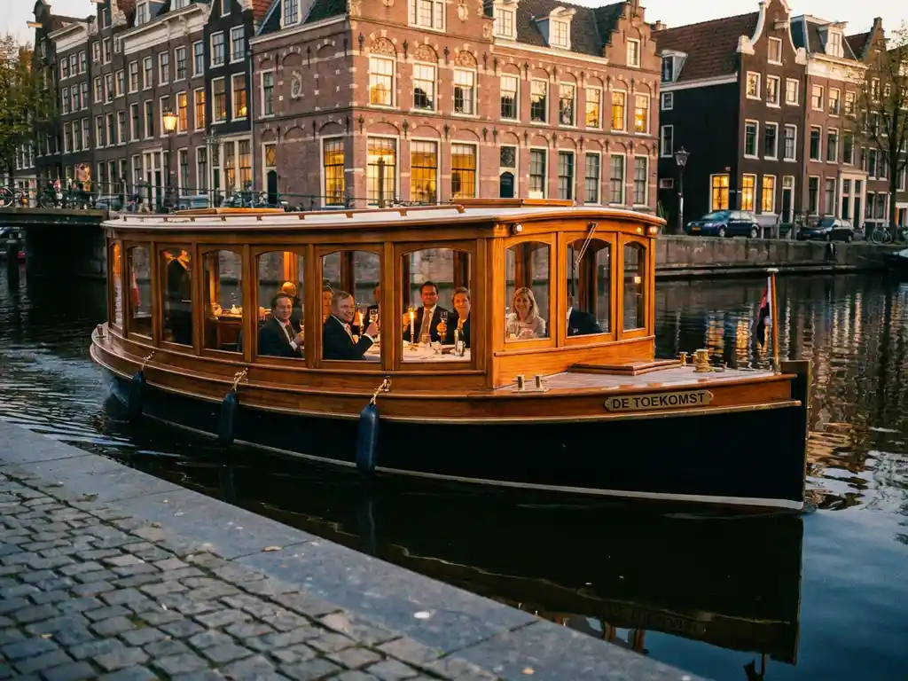 Dining on a boat in Amsterdam: how many guests fit at the table?